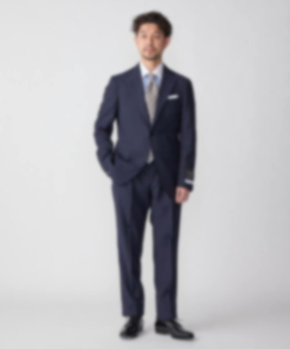 定価121,000円 ships LUXURY tailoring style 段返り３ボタンブラックストライプスーツ(48) シップス高級ライン｜41