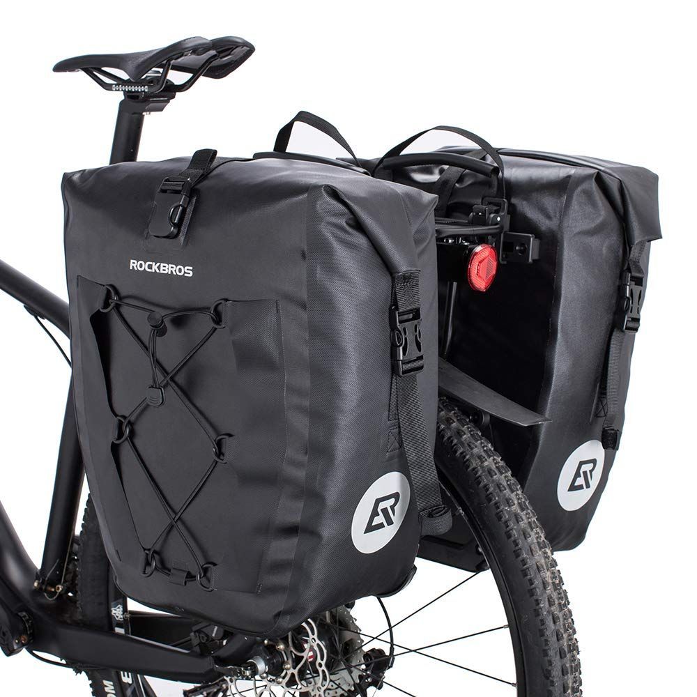 ROCKBROS バイク サイドバッグ2個セット ブラック ブラック（ペア