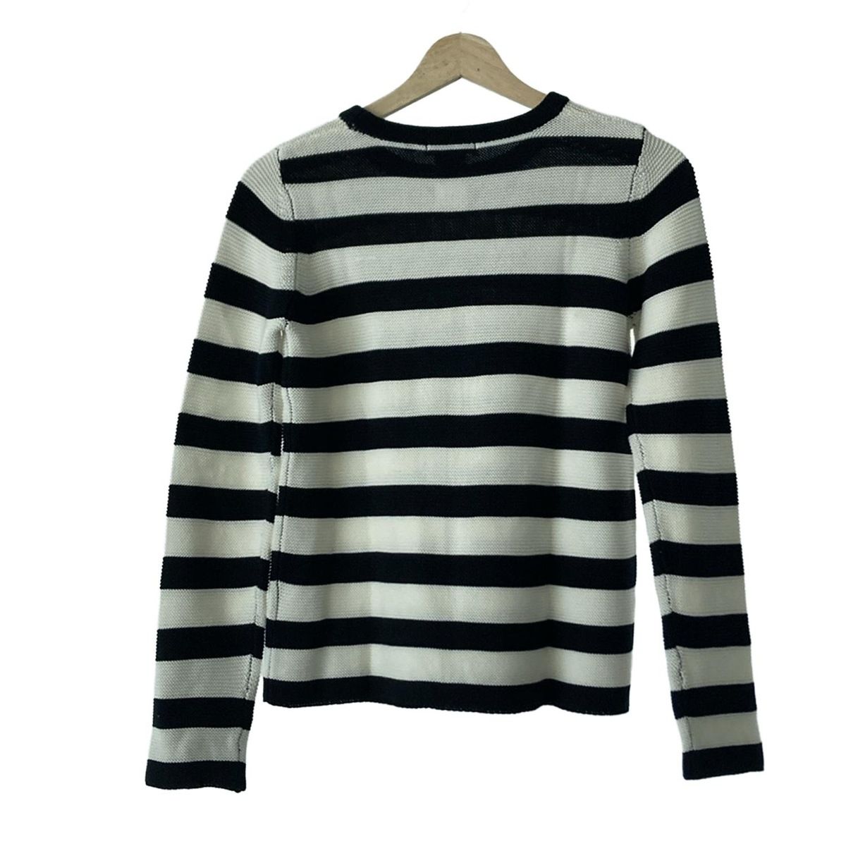 進捗 ダブル クロージング 長袖セーター サイズ36 S レディース - 白×黒 クルーネック ボーダー 偉大な