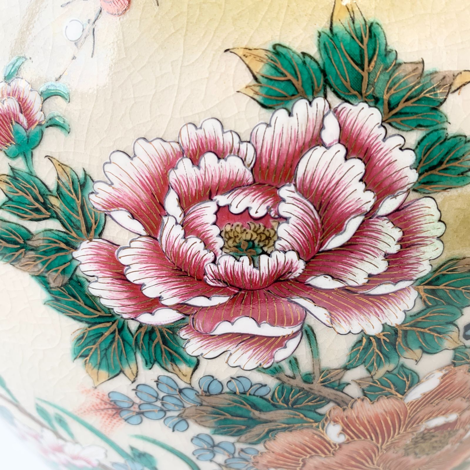 【美品】九谷焼 九谷岳峰 菊詰 花瓶/花器/フラワーベース 陶磁器 インテリア 九谷焼 九谷陶泉 花瓶 花器 フラワーベース 壺 陶器 牡丹 梅 鶯