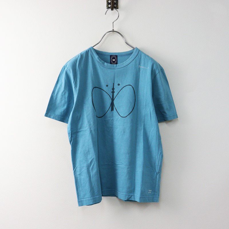 ミナペルホネン mina perhonen 東京スカイツリーTシャツ 蝶々 S◇ブルー トップス カットソー 半袖 choucho【2400030077610】