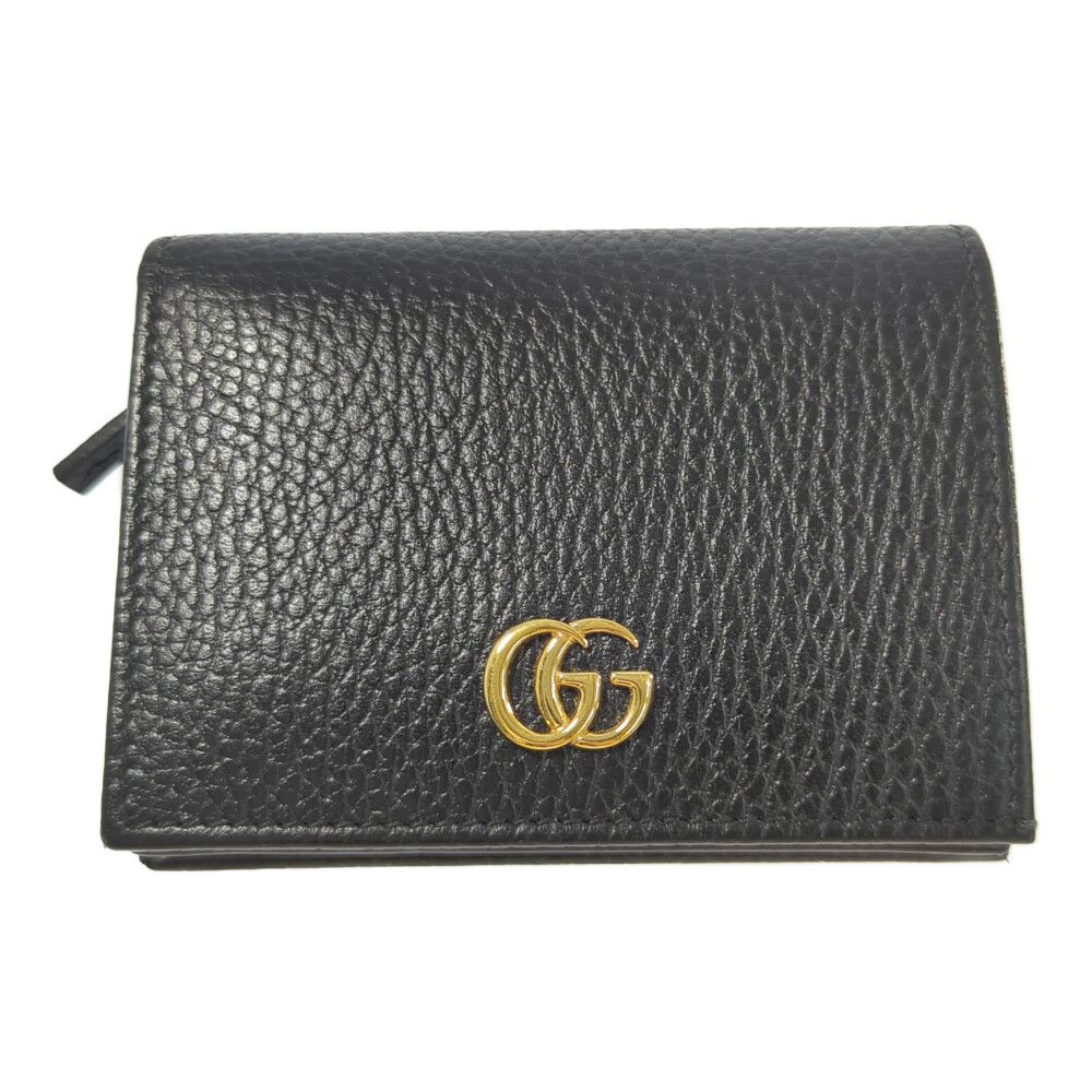GUCCI グッチ GGマーモント レザー 2つ折り財布 ミニ財布|735830|ブラック|プレゼント|記念日|お祝い ♂ A メンズ 557021