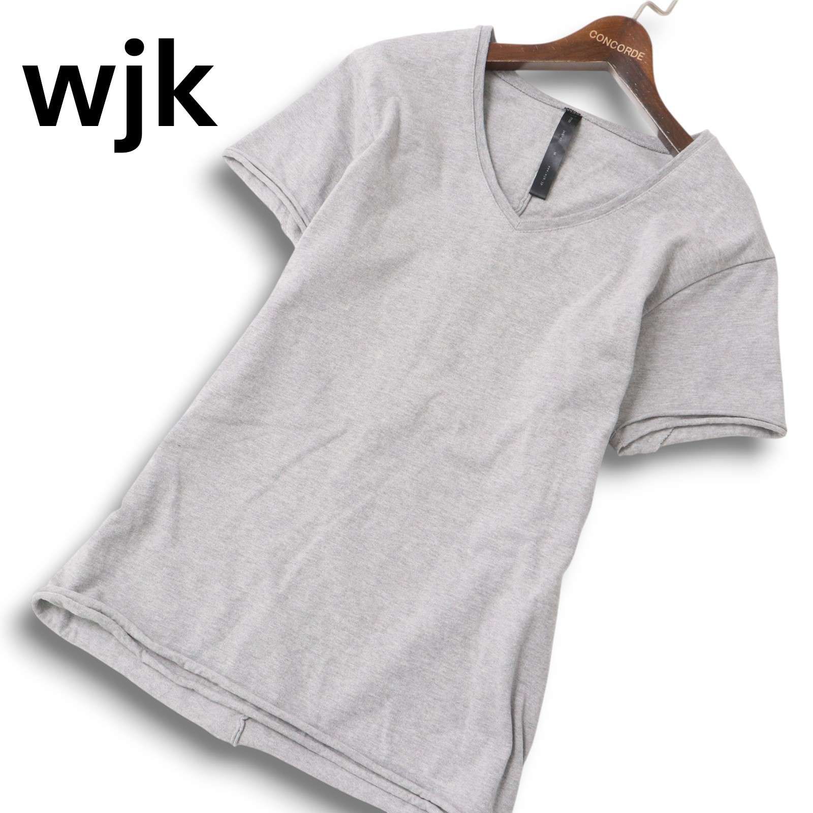 wjk ダブルジェイケイ 春夏 カットオフ☆ 切替 半袖 Vネック wjk ダブルジェイケイ 春夏 カットオフ☆ 切替 半袖 Vネック