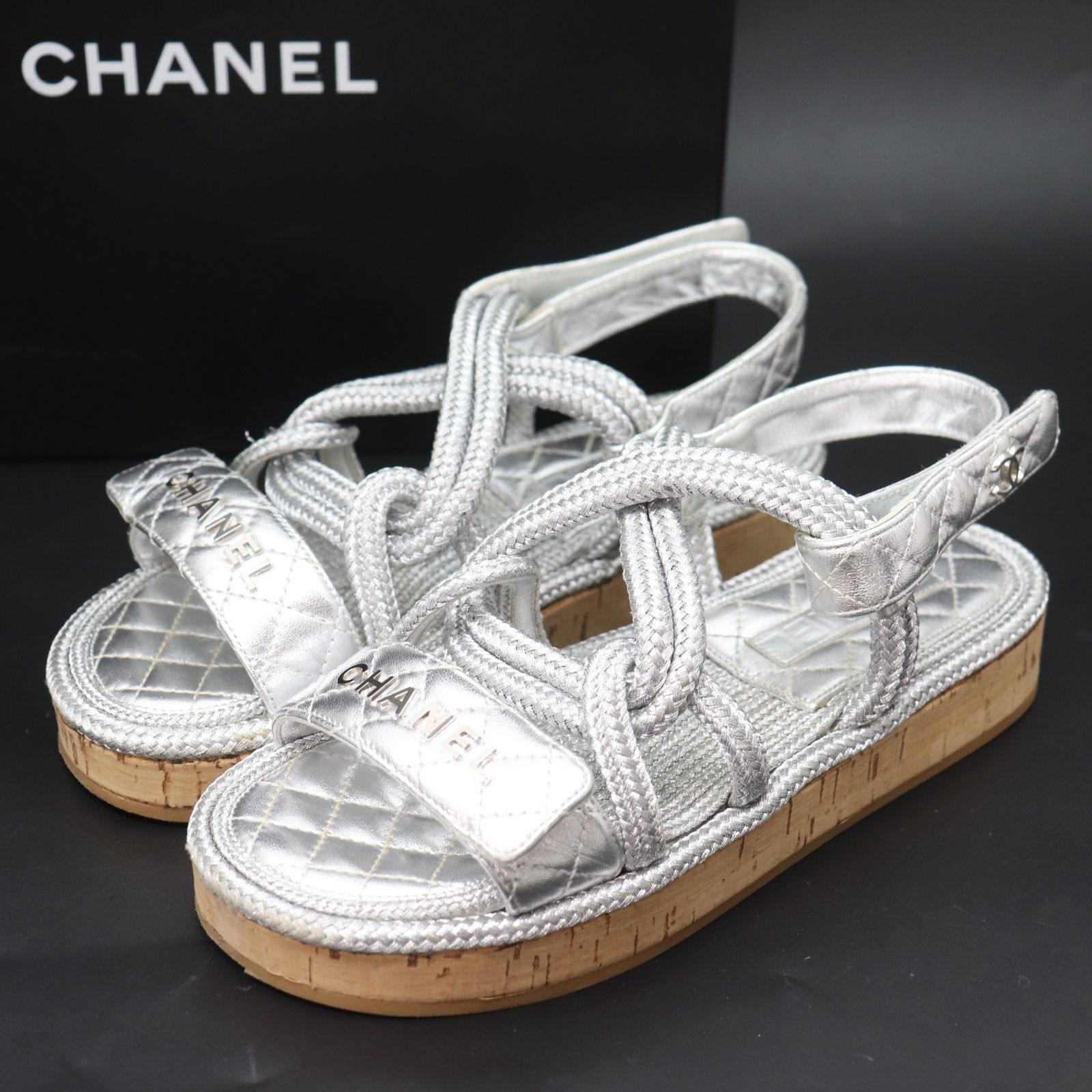 ITXHP1RF4PAW 美品 CHANEL シャネル スポーツサンダル マトラッセ 