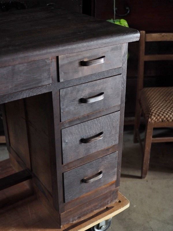 昭和レトロ楢材造りの机 昭和前期 古録展 品番F4424