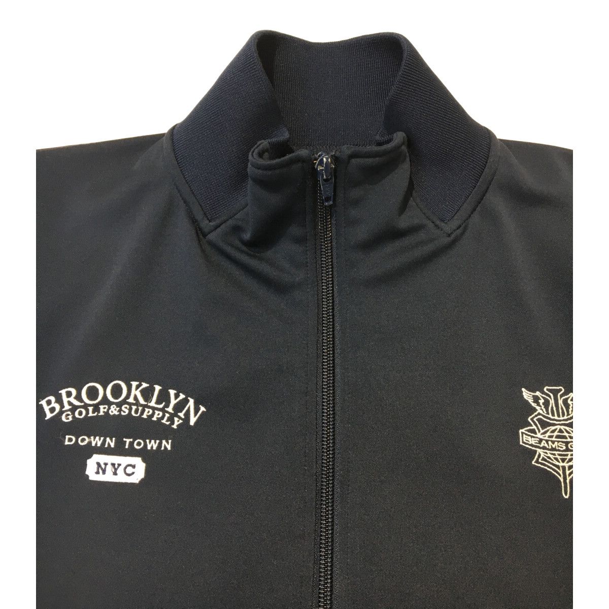 BEAMS - coco 中古 ビームスゴルフ BEAMSGOLF メンズ ブルゾン S 紺 ネイビー 長袖ダブルジップアウター シンプル ジャージ素材 中古 メンズ ビームスゴルフ BEAMSGOLF ブルゾン S 紺 ネイビー