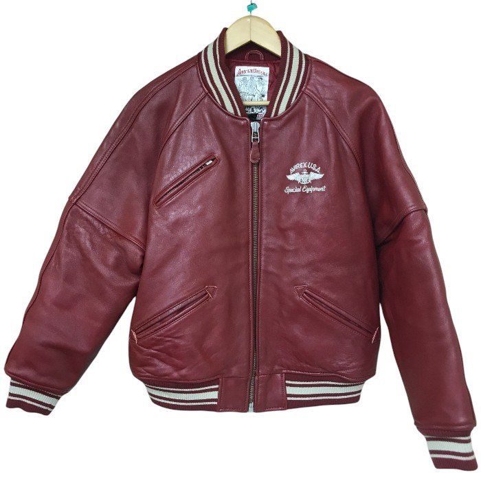 【美品】AVIREX 本革レザージャケット 赤 M スタンドカラー ライダース 美品】AVIREX 本革レザージャケット 赤 M スタンドカラー ライダース
