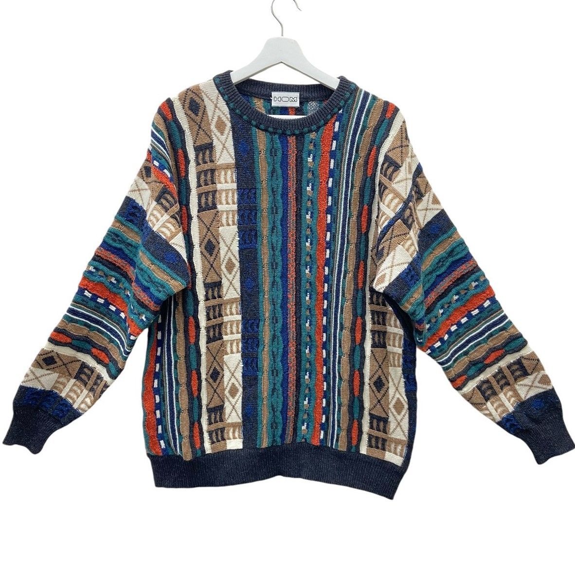 イタリア製 ユーロ古着 立体 3D マルチカラー ウール ニット セーター 原宿 イタリア製 ユーロ古着 立体 3D マルチカラー ウール ニット セーター