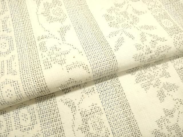 平和屋着物○結城紬 80亀甲 更紗草花間道 正絹 逸品 CAAU9981vf