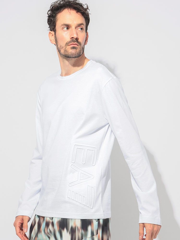 EMPORIO ARMANI エンポリオアルマーニ エンボスロゴ クルーネック 長袖 Tシャツ