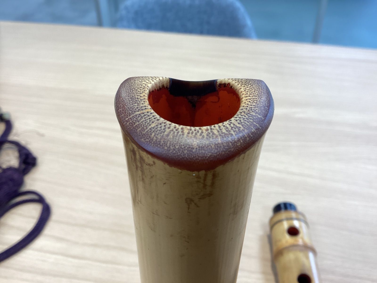 尺八 林山 銘 1.9尺 歌口銀縁 藤巻 銀三線 琴古流 和器