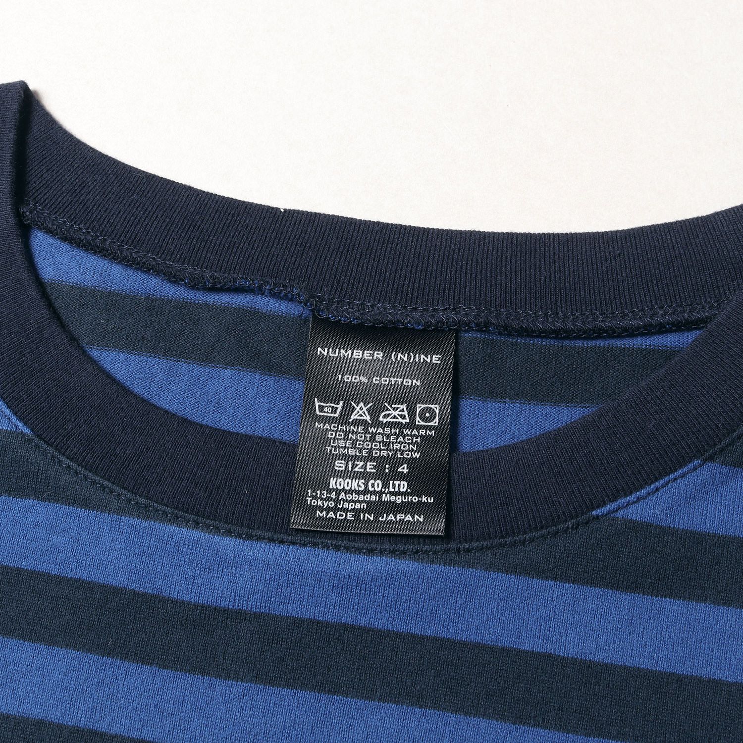NUMBER (N)INE ナンバーナイン Tシャツ サイズ:4 MILK  COOKIES ボーダー クルーネックTシャツ ブルー ネイビー 青紺  トップス カットソー 半袖 ブランド メルカリShops