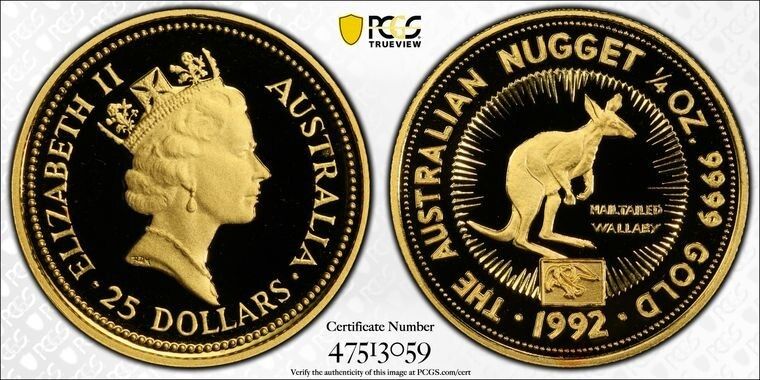 Atralia 1992 $25 Wallaby-Nugget American Eagle Privy G Coin PCGS PR70 DCAM
