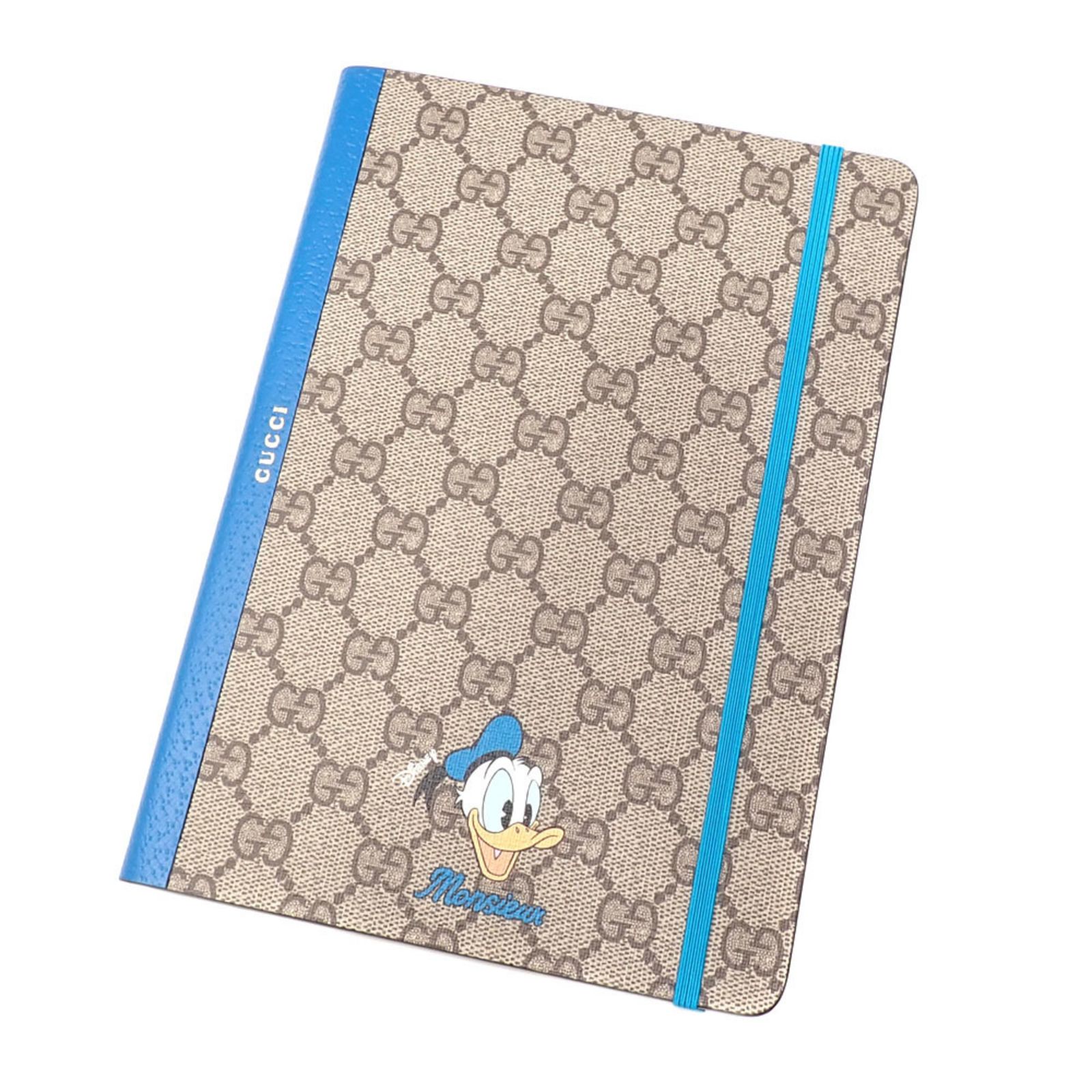 グッチ Gucci グッチ × ディズニー ノートブック GGスプリーム ベージュ ブルー PVC レザー レディース メンズ ドナルドダック コラボ