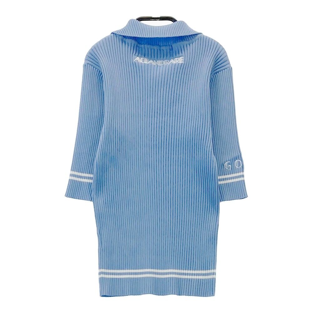 ACEANDRARE エースアンドレア 半袖 リブニットポロシャツ ブルー系 F