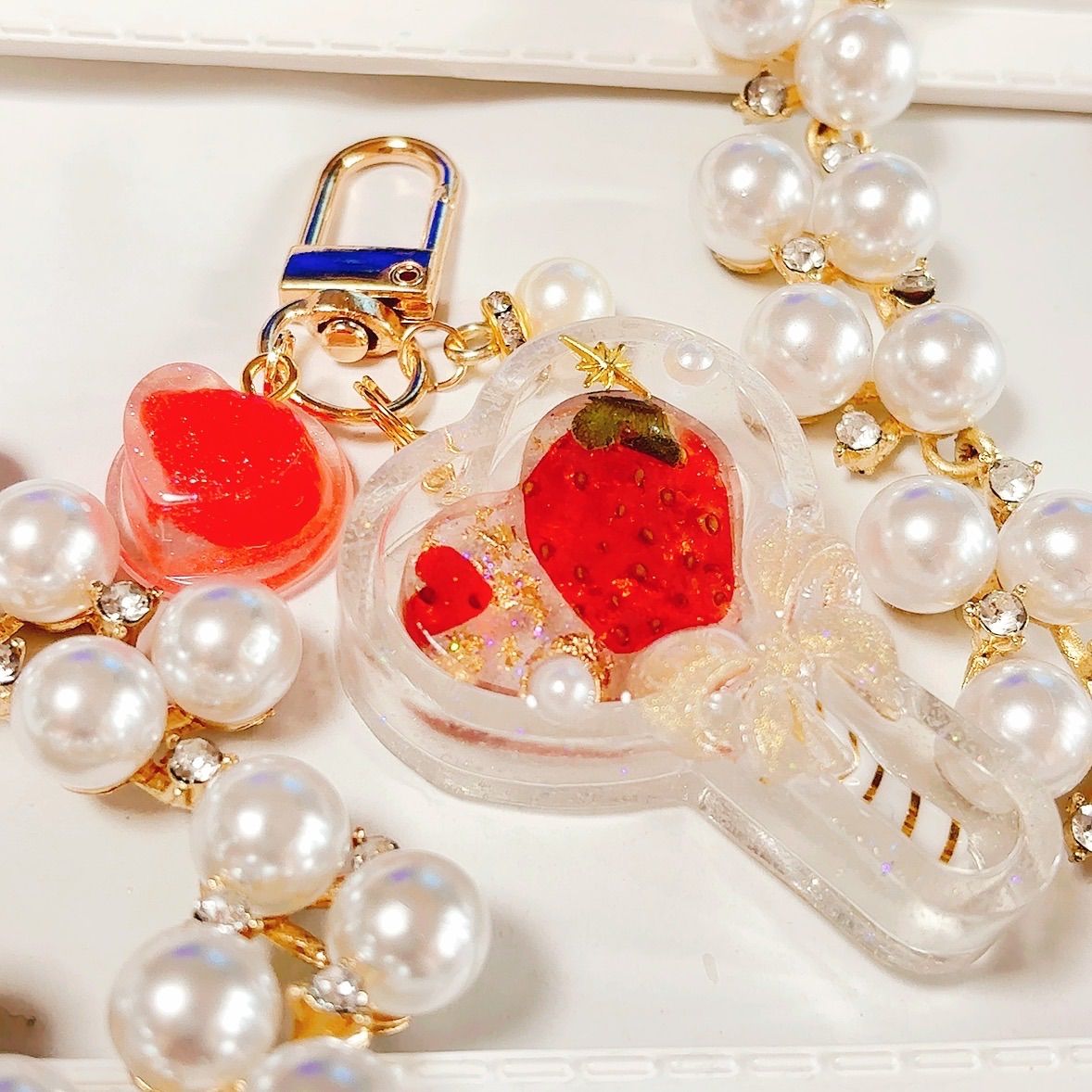シェイカーキーホルダー★いちごなバック♥シャカシャカキーホルダー いちごハートロリポップ◇シャカシャカキーホルダー シェイカー