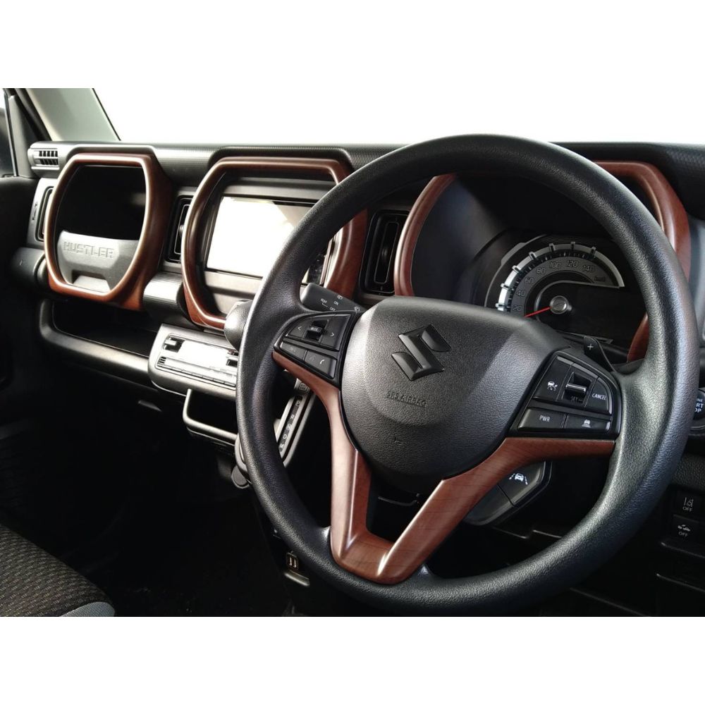 マット茶木目 オリジナル3D インテリアパネル3P ハスラー MR52 92S 現行 R2 1- DYP センターパネル 貼付けタイプ 車 カスタム パーツドレスアップ BRIGHTFACE_UK