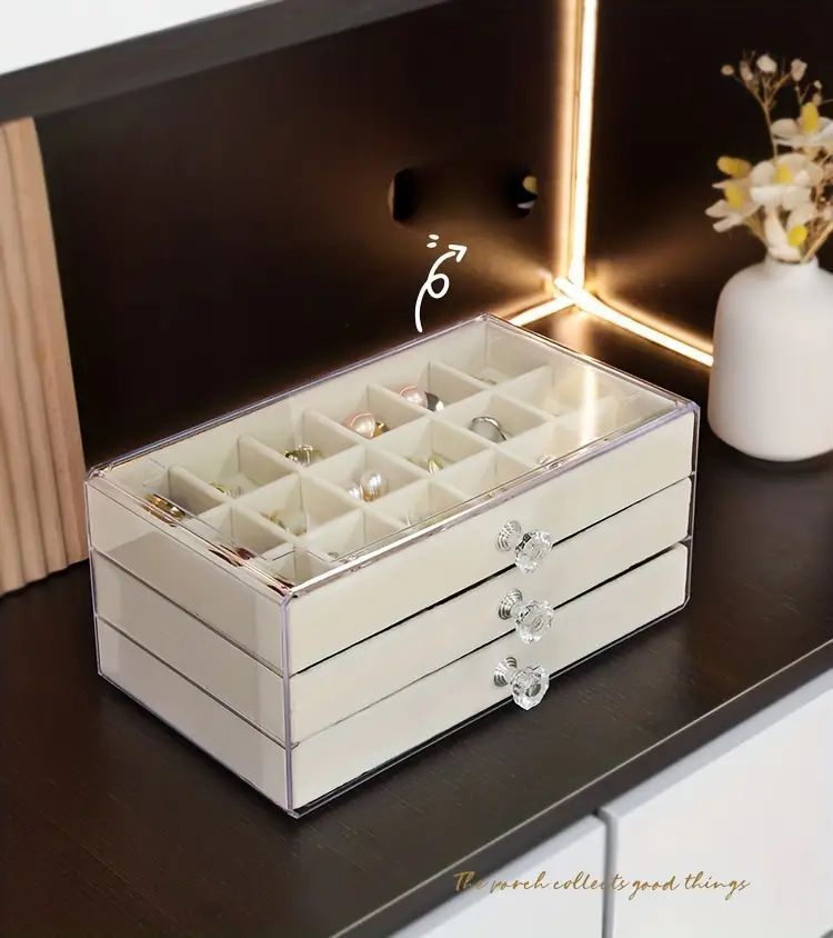 ジュエリーケース アクセサリー収納 アクセサリーケース ボックス 収納 インテリア 小物入れ ジュエリー 宝石 ピアス リング 大容量 3段ケース 便利 おしゃれ ベージュ