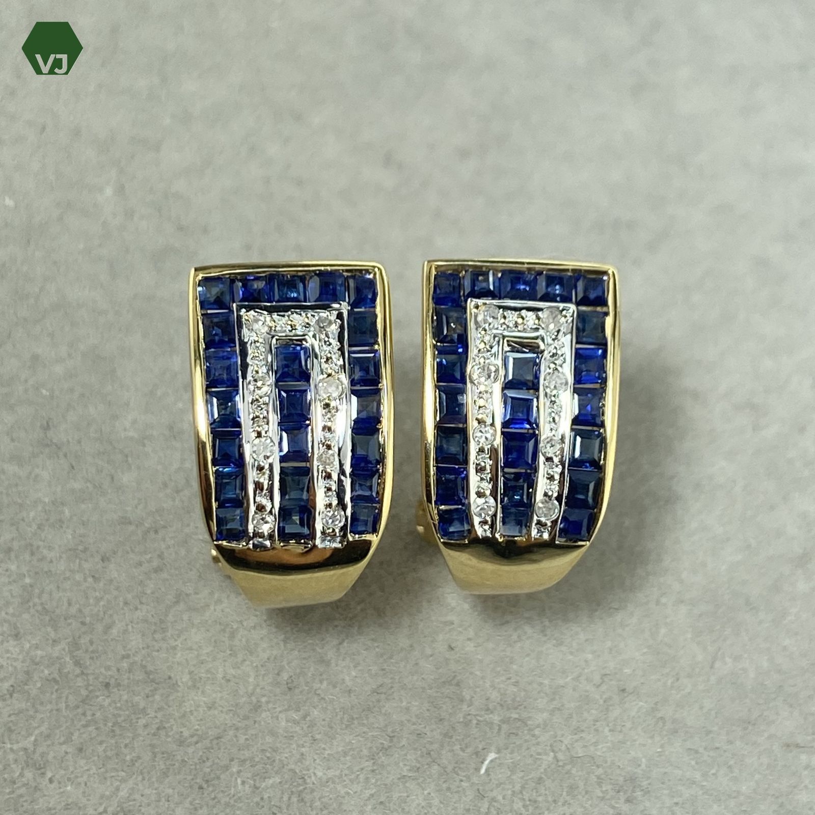 22-16】サファイア ダイヤモンド ピアス【中古】【18K/750】☆By vivid 
