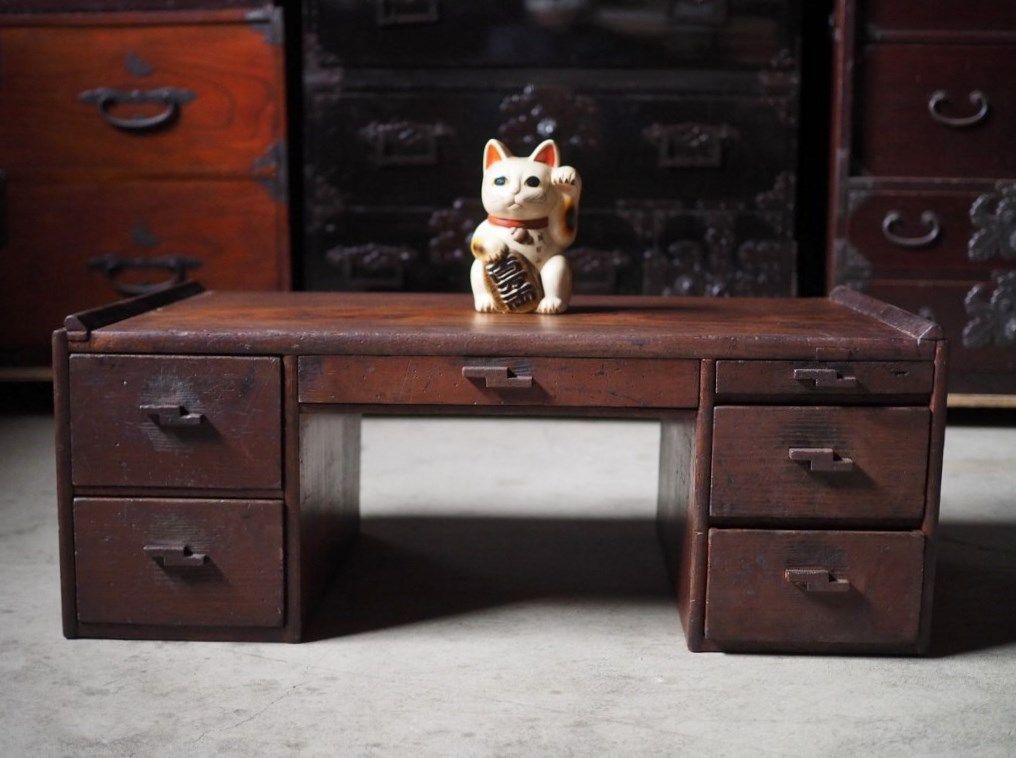 爆買い，定番 100年物のローテーブル 寺子屋机 明治時代 古録展