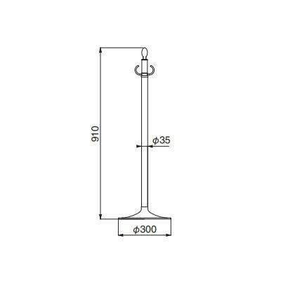 シロクマ フロアパーティションポール 金 ミディアムオーク FPP-1114