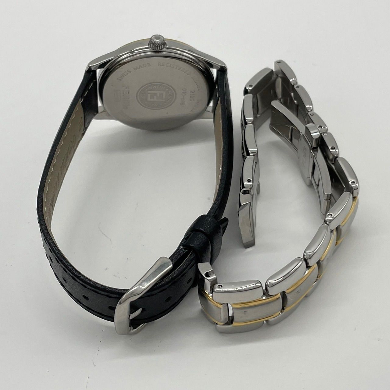FENDI フェンディ アナログ レディース 腕時計 デイト ラウンド クオーツ 電池交換済み 新品ベルト交換済み ゴールド × 白