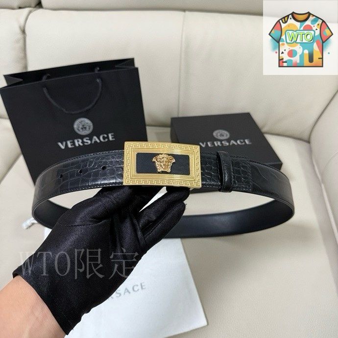 ［新品未使用］VERSACE ブラックレザー ベルト メデューサヘッド 今日特価】Versace MEDUSA ヘッドレザーメンズベルト-3 - メルカリ