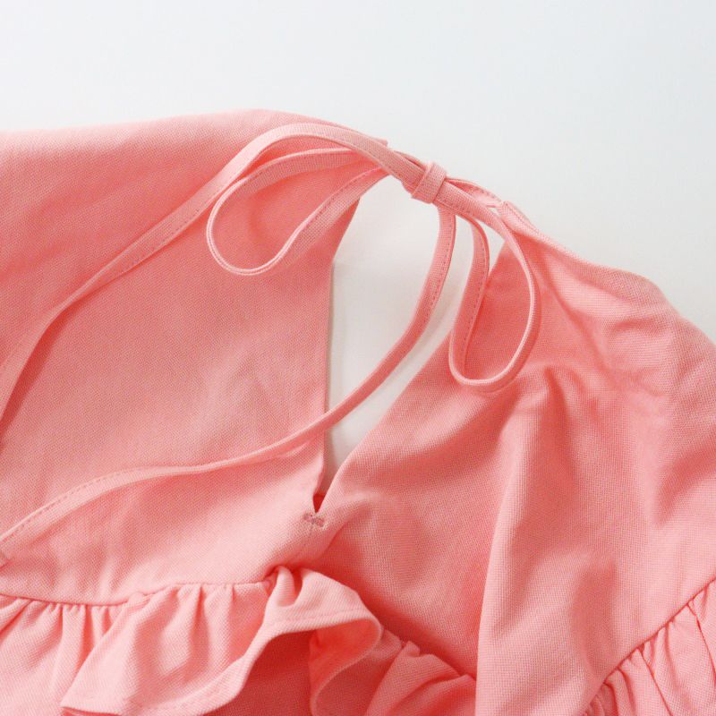 未使用 ヨリ yori ポリコットン ミニパフブラウス 36 ピンク/トップス  