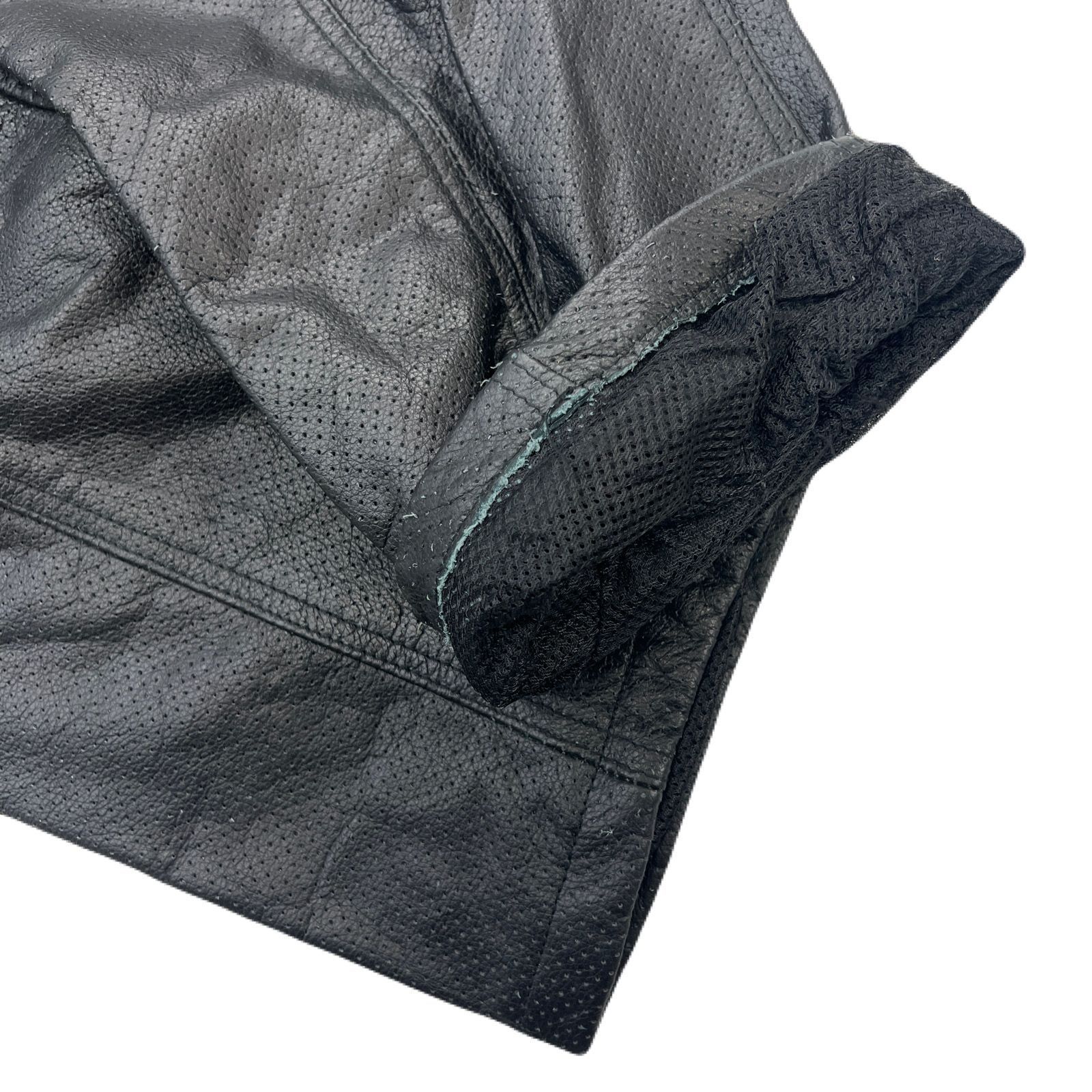 リアルレザー 厚手 牛革製 ライダースパンツ 革パン ブラック ポケット多数 カーゴタイプ W36 裏地メッシュ さわやか バイク乗りに ●Ja8786 FFCRYSTALESIA_COM