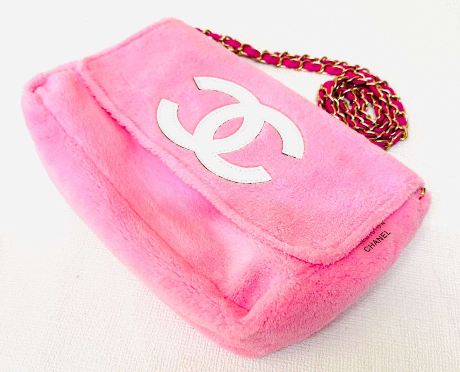 美品 CHANEL シャネル 【ノベルティ ピンク ボア チェーン