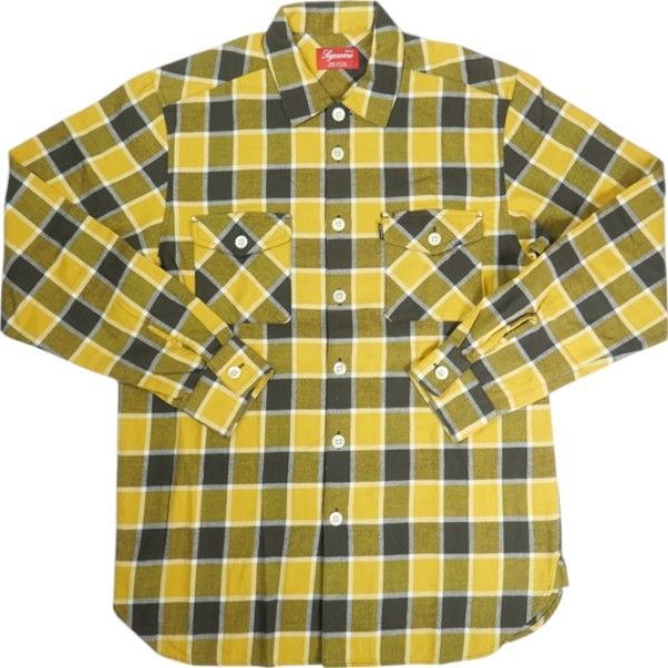 Size M SUPREME シュプリーム Block Check Flannel Shirt 長袖シャツ 黄 -非常に良い 20819116