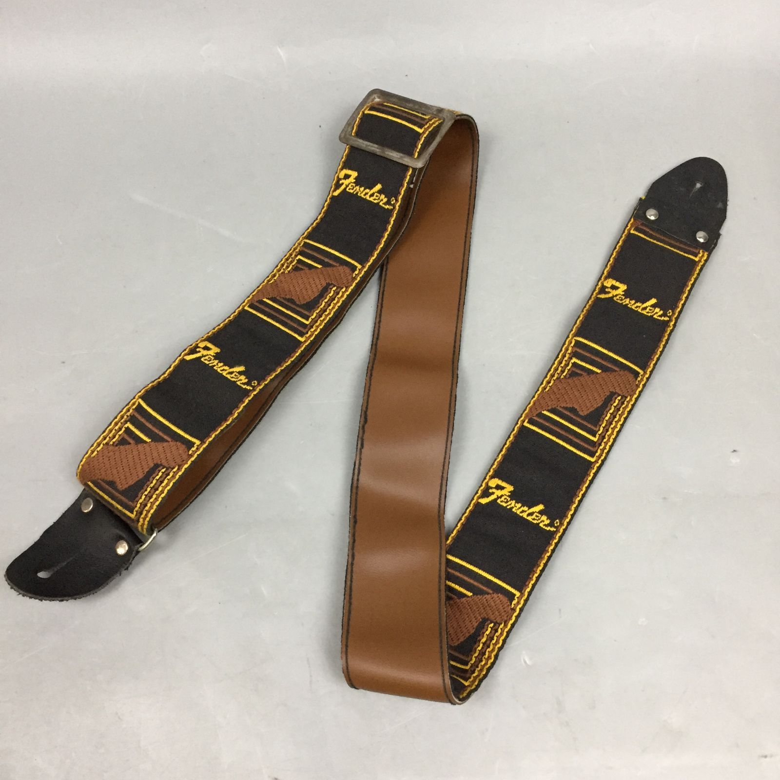 Fender Monogrammed Strap Black/Yellow 1970s 横ロゴ メタル