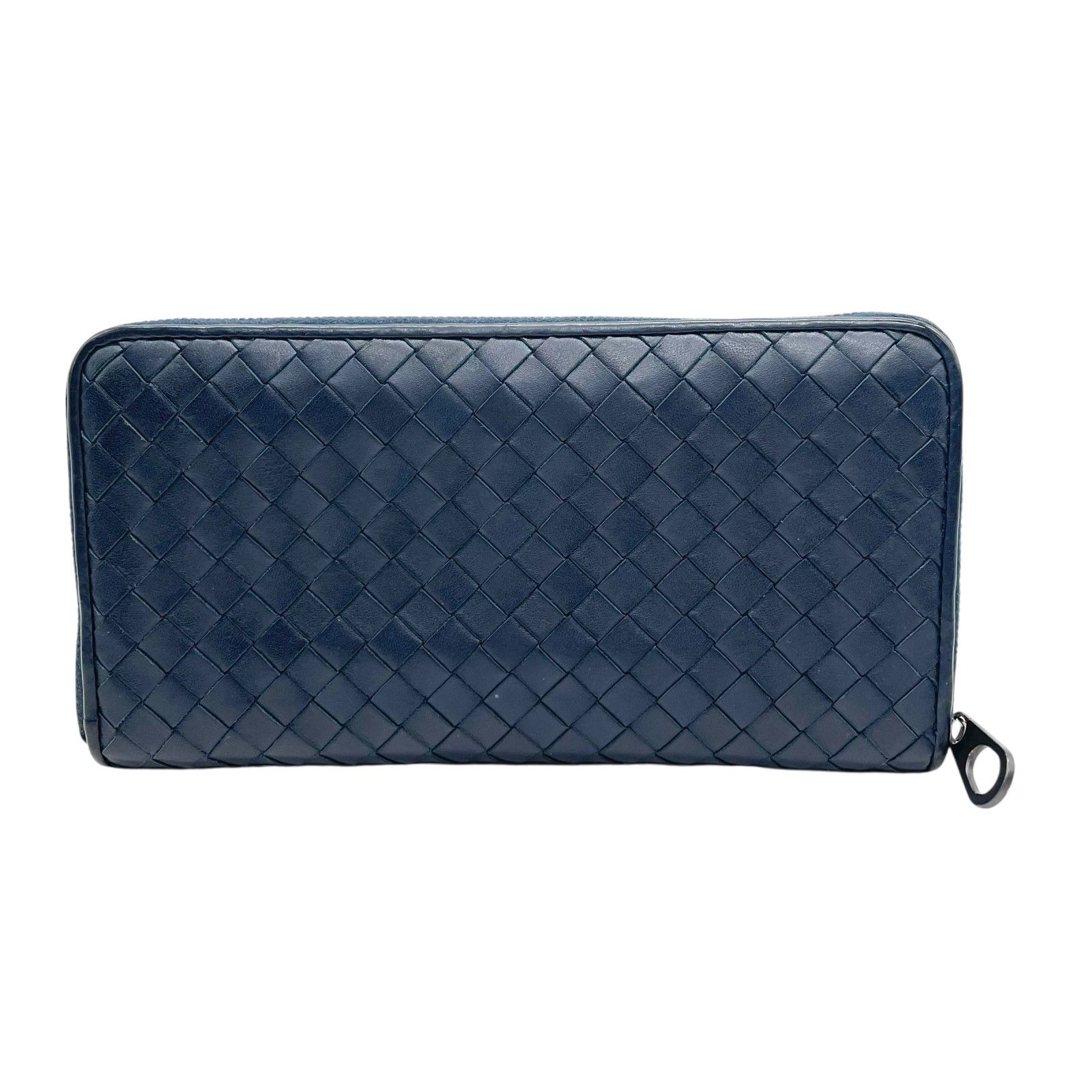 【美品】ボッテガヴェネタ 長財布 カセット ネイビー系 ラウンド イントレ 美品 BOTTEGA VENETA ボッテガヴェネタ ボッテガベネタ ラウンド