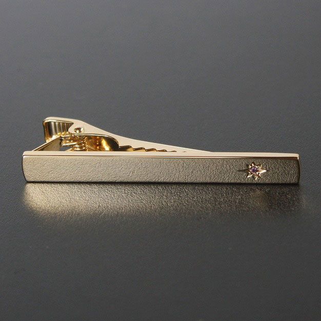 k18 アメジスト ネクタイピン タイピン ピンブローチ ゴールド 18金 K18 イエローゴールド アメジスト ネクタイピン タイタック 2.7g