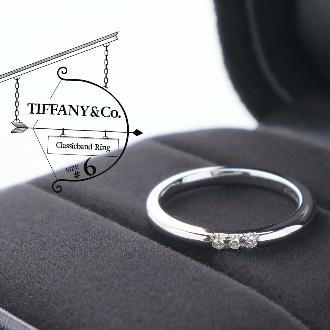 TIFFANY&Co. クラシックバンド ダイヤモンド リング プラチナ-