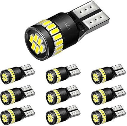 【在庫処分】AUXITO T10 LED ホワイト 爆光 10個 ポジションランプ led キャンセラー内蔵 2W 24個3014LED素子 30000時間寿命 12V車専用 LED 白 ルームランプ/ナンバー灯 1年保証