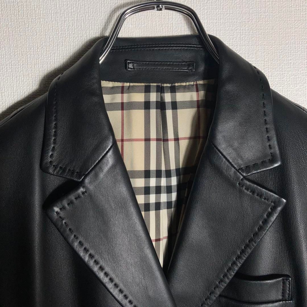【超希少】バーバリー レザージャケット ノバチェック パンチング 白系 Mサイズ 超希少】バーバリー レザージャケット ノバチェック パンチング