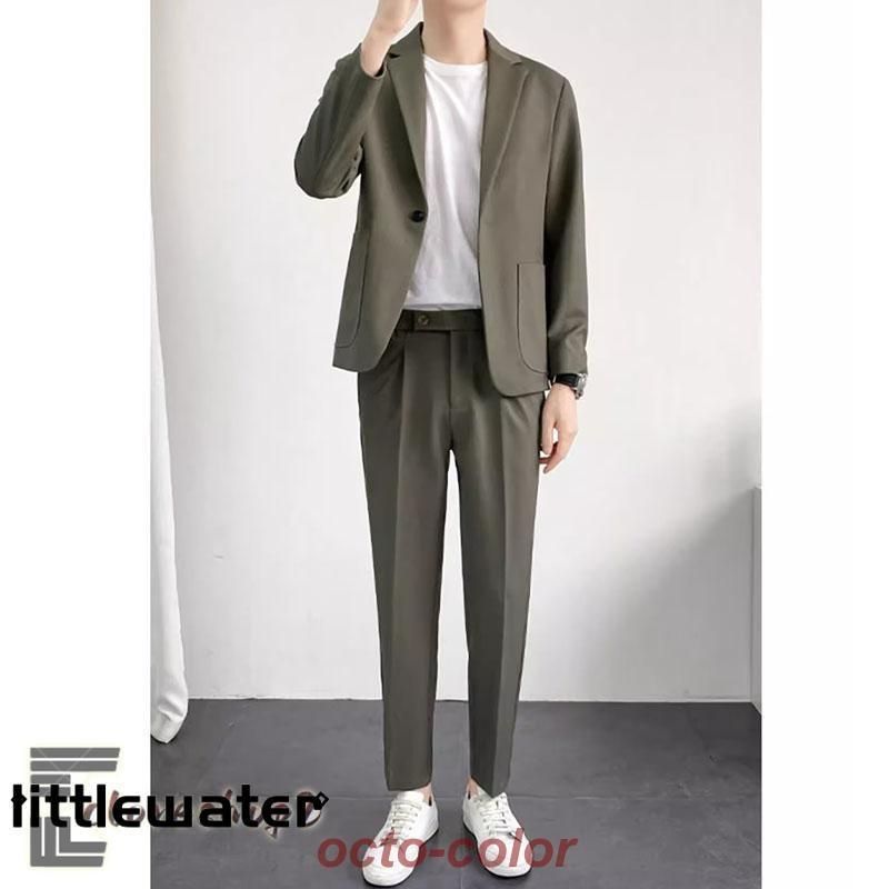 メンズ無地スーツ上下セットジャケットパンツ春秋冬 スーツ メンズ セットアップ 上下セット ストレッチ テーラード