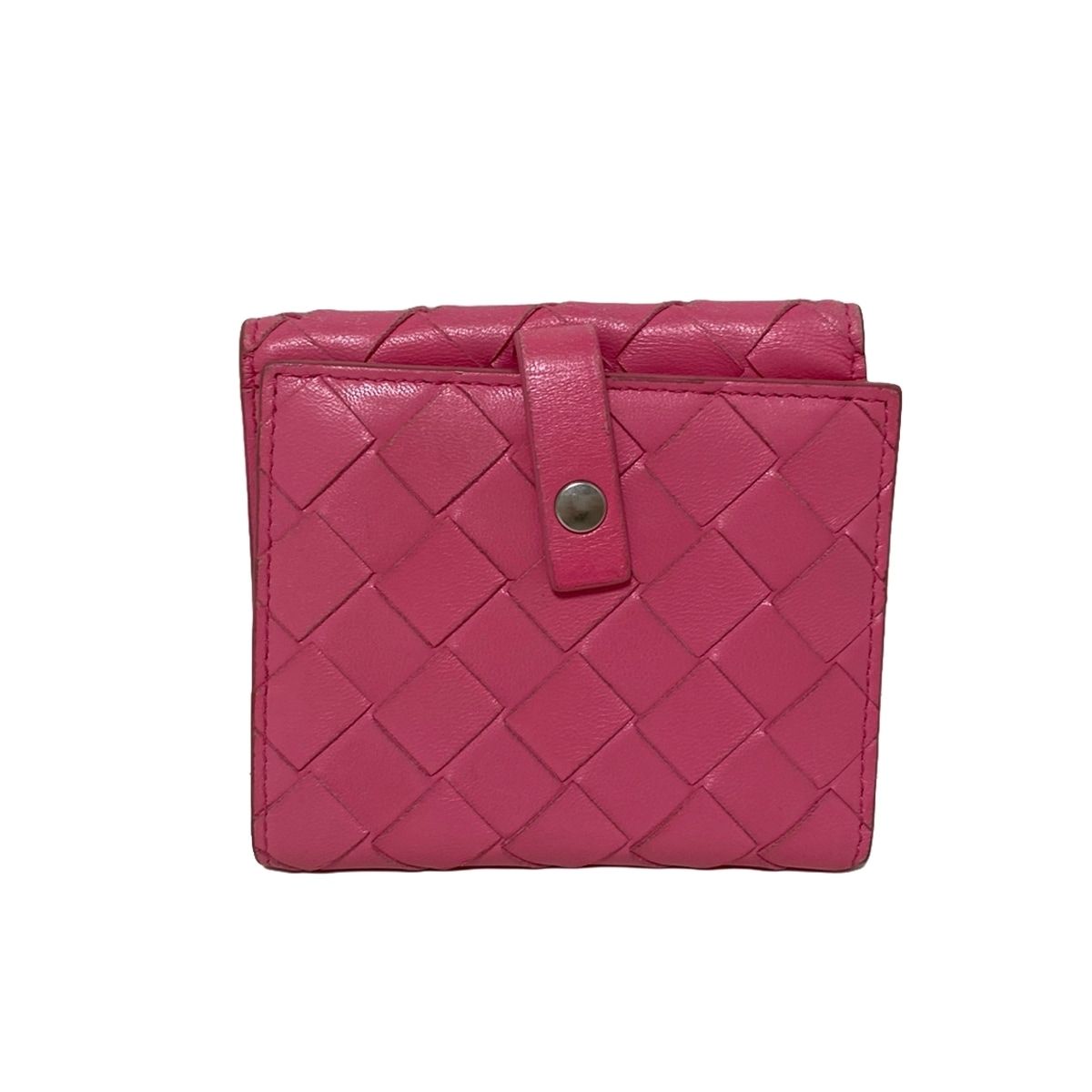 BOTTEGA VENETA(ボッテガヴェネタ) 2つ折り財布 マキシイントレチャート ピンク 編み込み レザー - メルカリ