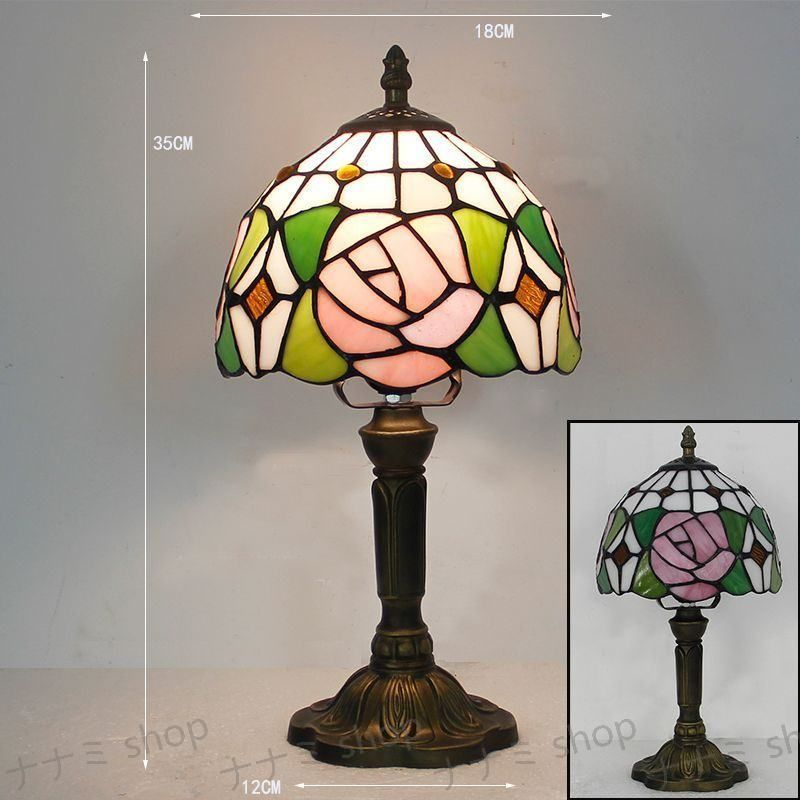 LEDテーブルランプ ステンドグラス TIFFANY 照明クラシック ヨーロッパ 手作り テーブルライト 幅20CM DJ15