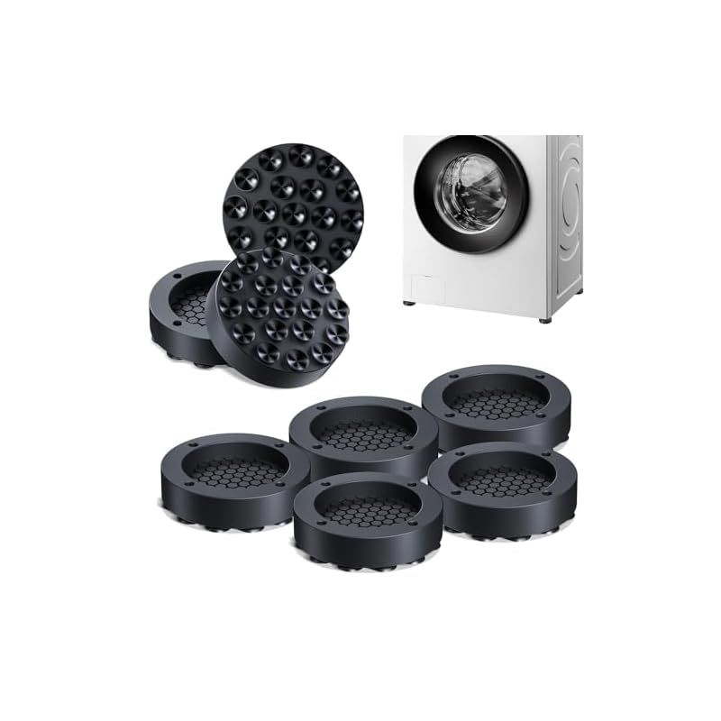 ZDDLOINP 洗濯機用防振ゴム 8個入り 振動防止防音ゴム 下に敷く台 ドラム式洗濯機・乾燥機・冷蔵庫置き台 異音吸収 振動吸収 家具・床に傷防止 滑り止め（M-ブラック） 1