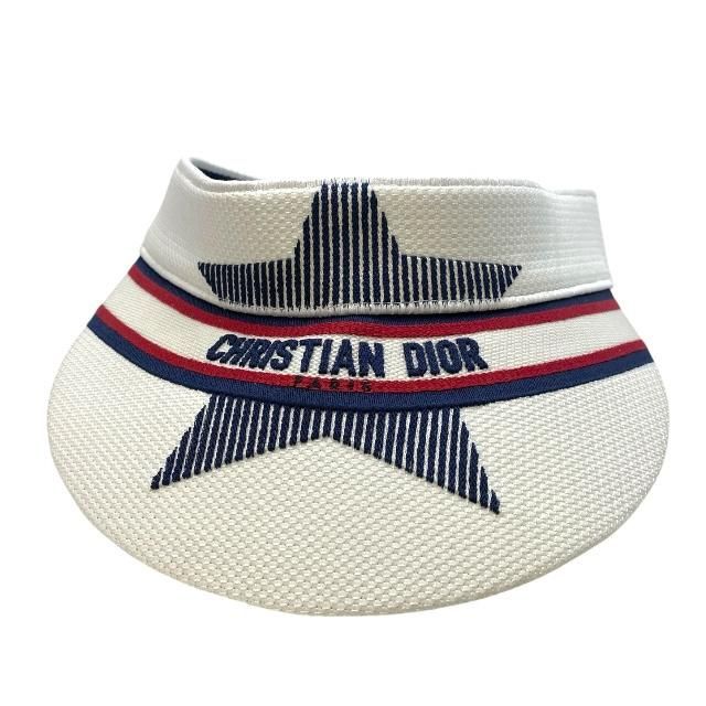 クリスチャンディオール 帽子 サンバイザー バイザー 小物 ロゴ コットン ホワイト マルチ フリーサイズ