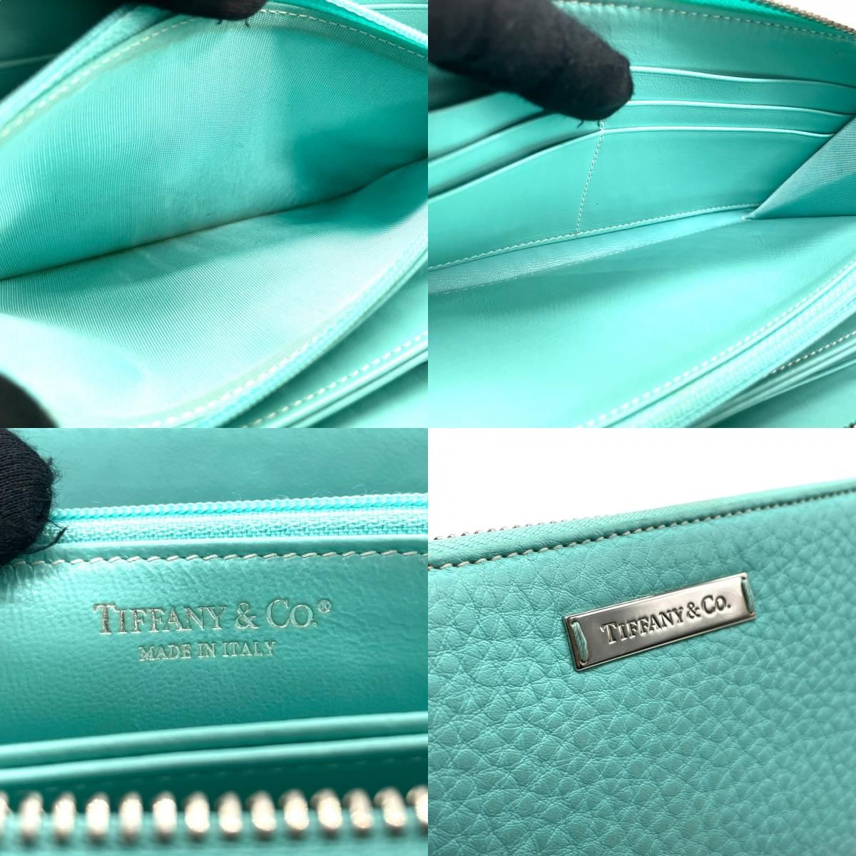 【美品】ティファニー 長財布 ラウンドファスナー レザー ティファニーブルー 極美品 Tiffany & Co. ティファニー 長財布 ラウンドファスナー 水色