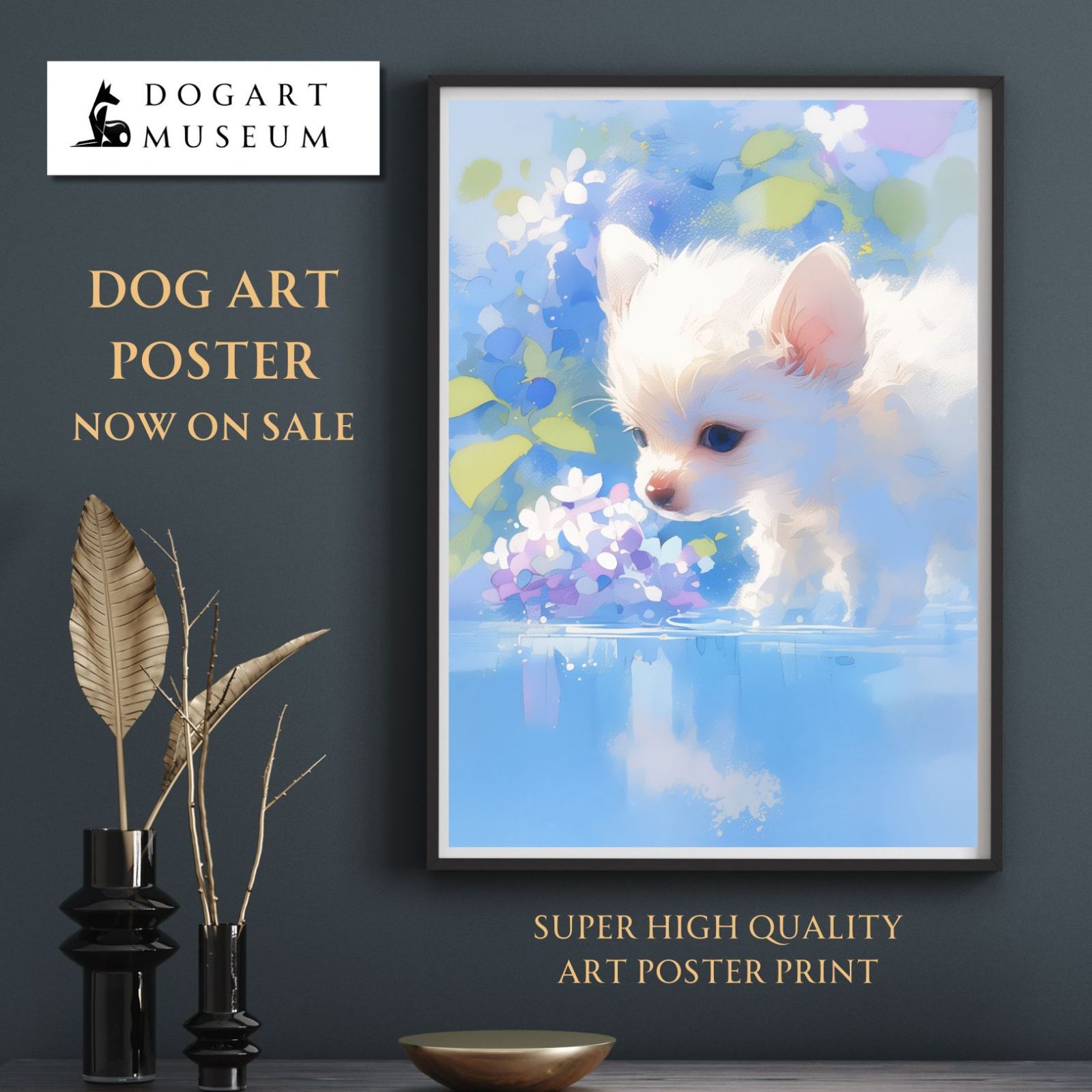 貝犬戯舞 ポメチワ犬の子犬 No 1 ポメラニアン チワワ 夏 海 うちの子記念日 ペットロス アートポスター 犬の絵 犬のイラスト