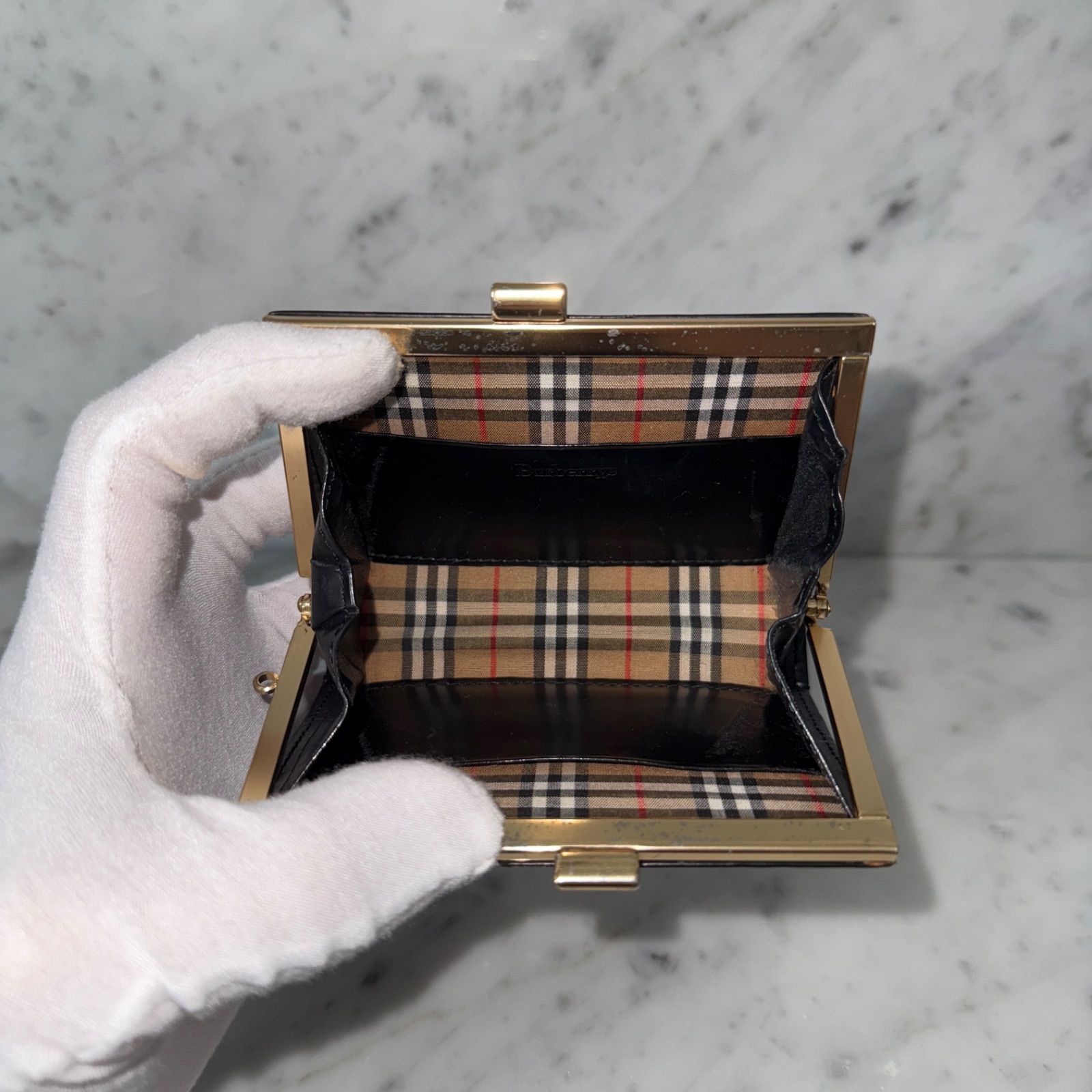 90s BURBERRY バーバリー コインケース 小銭入れ がま口 ノバチェック 