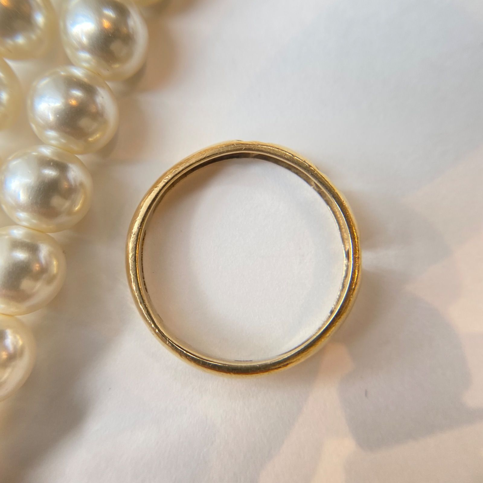 買取店】K18 公式 ディズニー 透かし 甲丸リング 15号 2.5g C1741