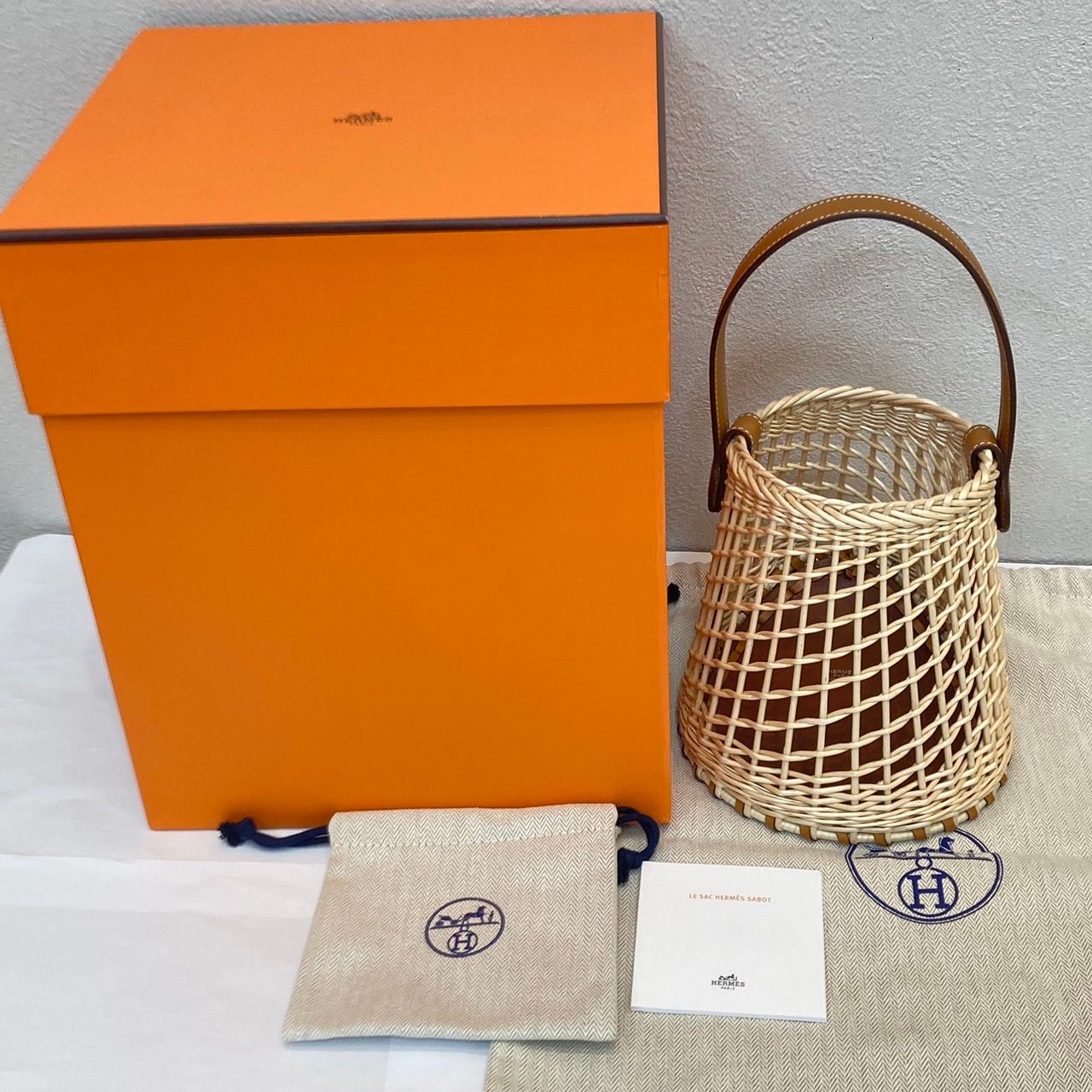 ◇ HERMES エルメス サボ ピクニック SABOT WICKER かごバッグ B刻印