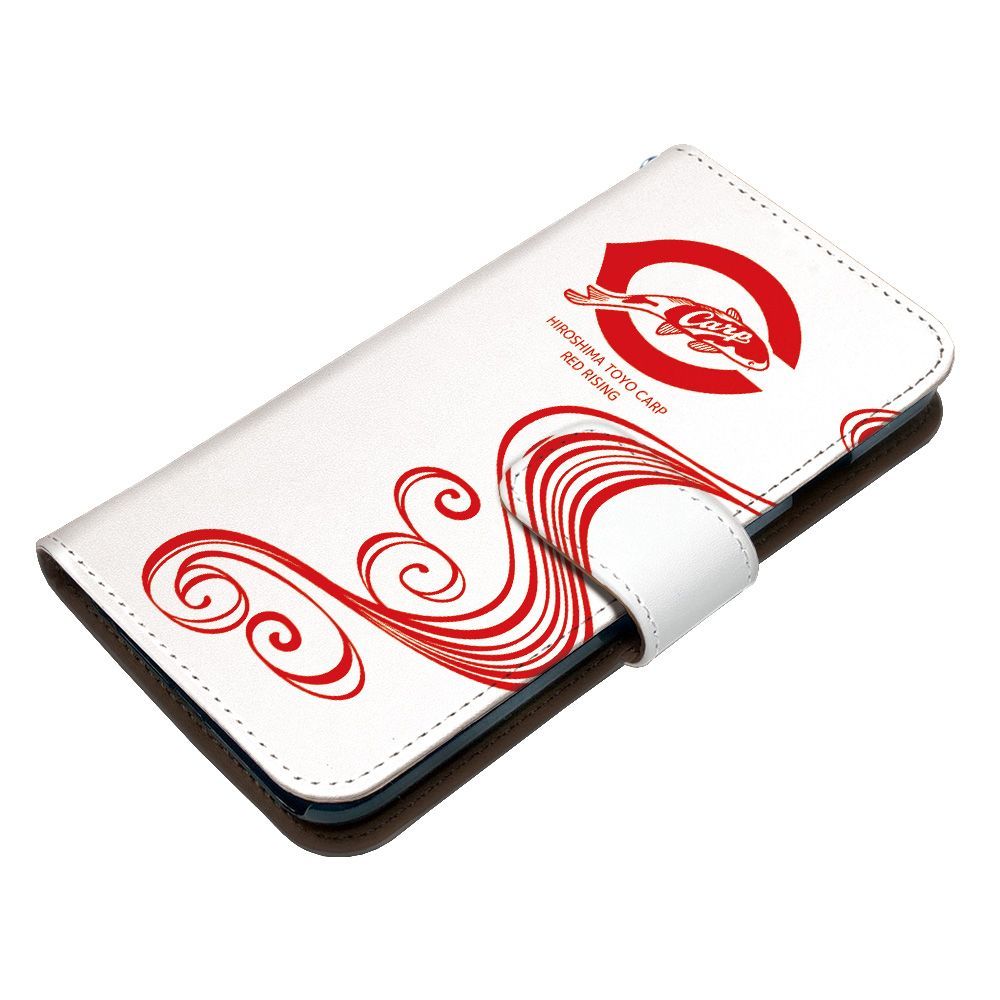 広島東洋カープ 正規品 arrows We2 A402FC ケース 手帳型 スマホケース [デザイン:30.鯉(wh)/マグネットハンドあり] カープ坊や グッズ