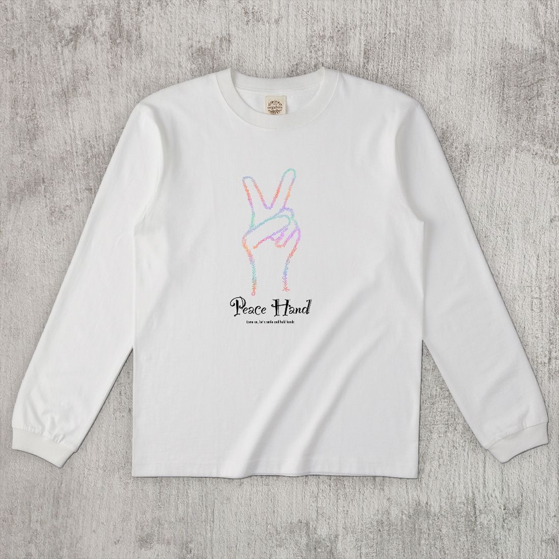 グラフィックロングTシャツ　Peace Hand Color -Long-