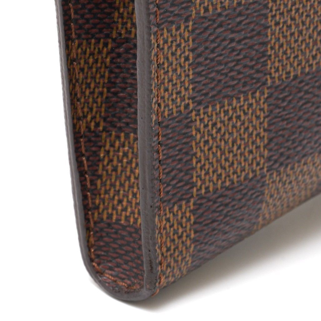 VUITTON ダミエパターン ブラウンレザー ポーチ